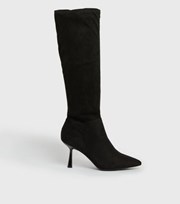 New Look Black Suedette Pointed Stiletto Knee High Boots